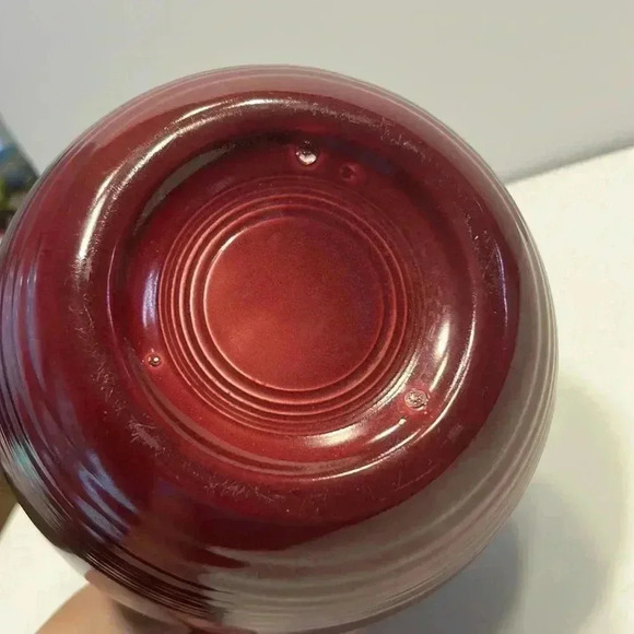 Vintage burgundy Homer Laughlin Harlequin Ball Pitcher - Picture 6 of 7